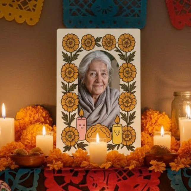 Placa Expositora Cempasúchil Ofrenda Altar Día de Muertos (Cempasúchil Ofrenda Altar Día de Muertos Plaque.)