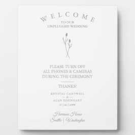 Placa Expositora Ceremonia Rustica Botánica Simple Boda Desenchufad