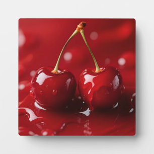 Placa Expositora Cerezas Brillantes Fantasía de Jugo Rojo