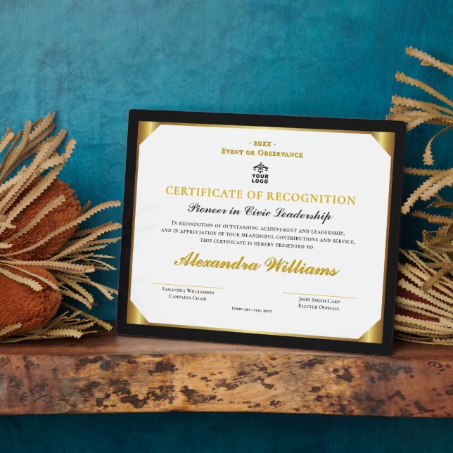 Placa Expositora Certificado de Premio de Oro de Legado de Liderazg (Lado)