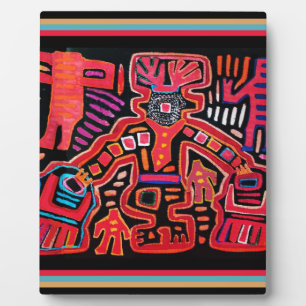 Placa Expositora Chaman Tribal Indio Cuna Con Hinchas