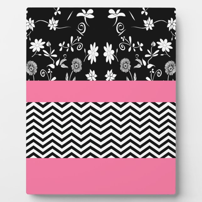 Placa Expositora chevron floral rosa (Frente)