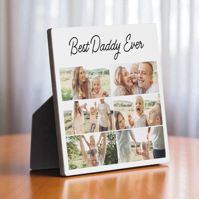 Placa Expositora  Chic Best Daddy Ever Father's Day 6 Photo Collage (Subido por el creador)