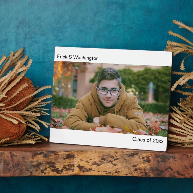 Placa Expositora Chic Modern Minimalist Graduate Photo Desktop  (Lado)