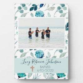 Placa Expositora Chica Bautismo Cristiano Conmemorativo Azul Paco