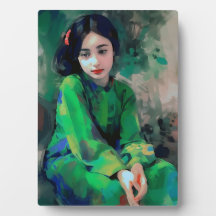 Chica con vestido verde