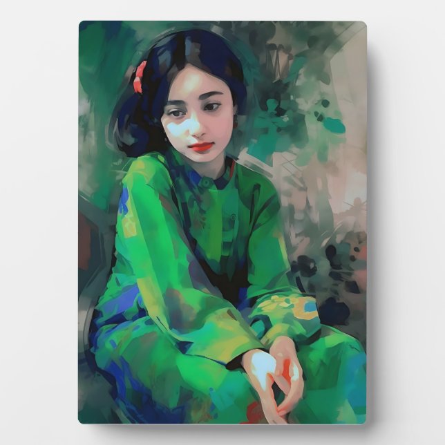 Placa Expositora Chica con vestido verde (Frente)