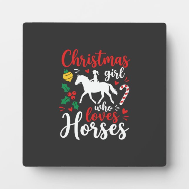 Placa Expositora Chica de Navidad que ama los caballos (Frente)