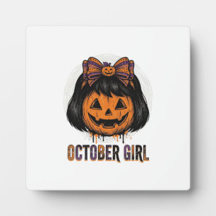 Placa Expositora Chica de Octubre Calabaza Arco Diseño Vector Hallo