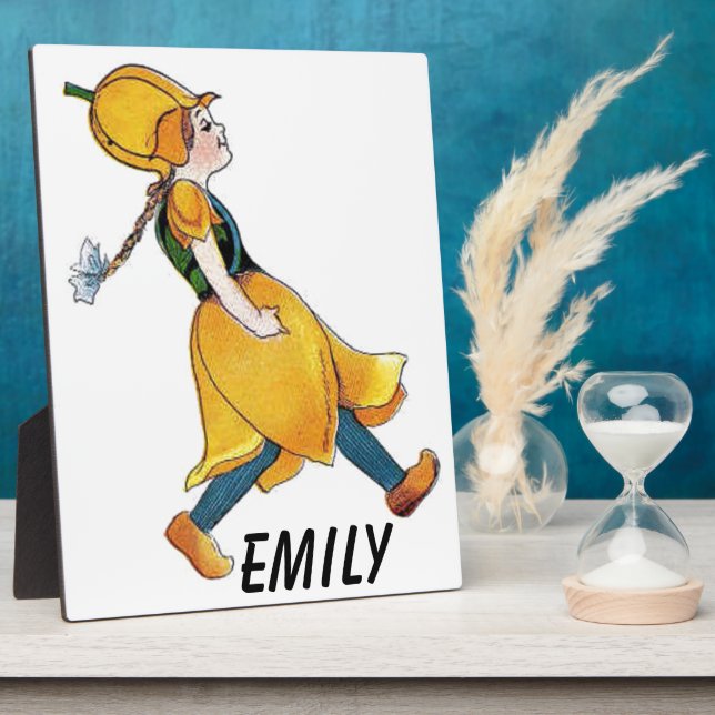 Placa Expositora Chica divertida de flor de tulipano amarillo (Lado)