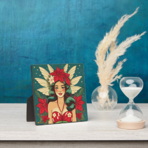 Placa Expositora Chica Pin-Up Retro de Navidad Tropical de los 50