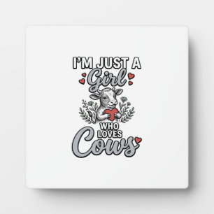 Placa Expositora Chica Que Ama Vacas Diseño De Camiseta De Vaca Bon