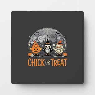 Placa Expositora Chick or Treat Diseño de cementerio de Halloween l