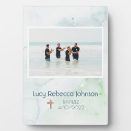 Placa Expositora Christian Baptism Commemorative Plaque Ocean Blue