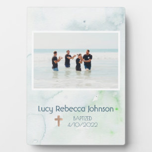 Placa Expositora Christian Baptism Commemorative Plaque Ocean Blue