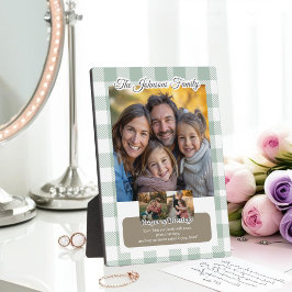 Placa Expositora Christian Sage Buffalo Plaid Family Photo Collage