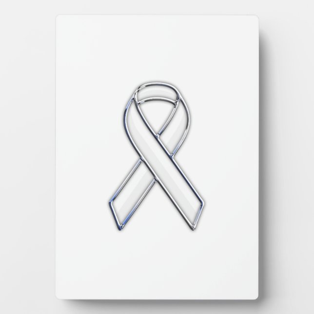 Placa Expositora Chrome Belted Style White Ribbon Awareness (Frente)