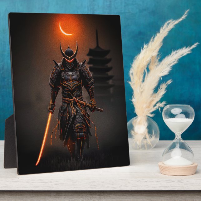 Placa Expositora Ciberpunk Samurai Futurista Guerrero (Lado)