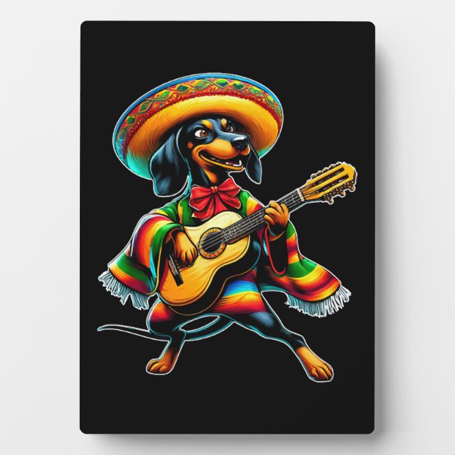 Placa Expositora Cinco de Mayo Dachshund Mariachi Guitar (Frente)