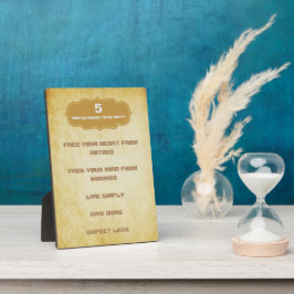 Placa Expositora Cinco reglas simples para ser feliz