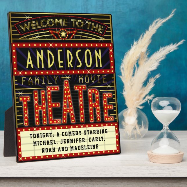 Placa Expositora Cine residencial Marquee de Movie Theater | Nombre (Lado)