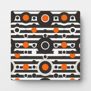 Placa Expositora Círculo de franja retro naranja negro