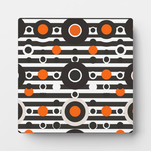 Placa Expositora Círculo de franja retro naranja negro (Frente)