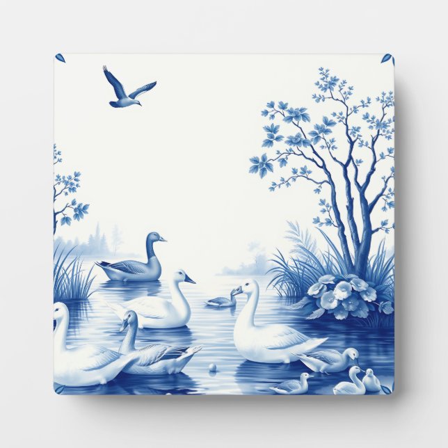 Placa Expositora Cisnes del lago Blue Willow (Frente)
