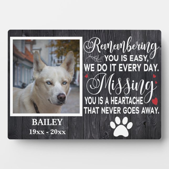 Placa Expositora Cita conmemorativa personalizada para perro (Frente)