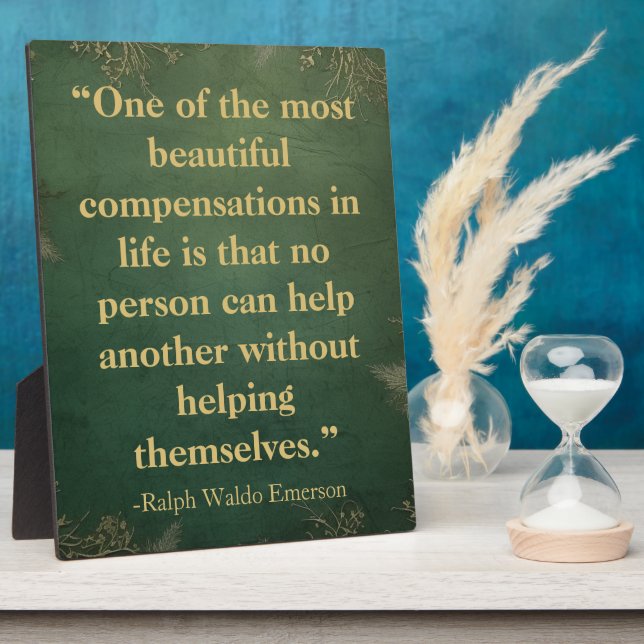 Placa Expositora Cita de Emerson Helping | Tabletas verdes antiguas (Lado)