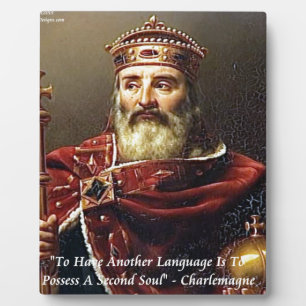 Placa Expositora Cita de idiomas famosos y carlomagno