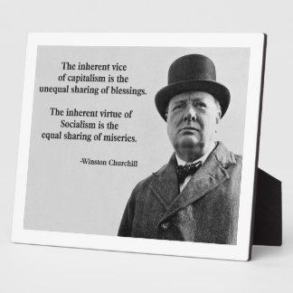 Placa Expositora Cita del capitalismo de Winston Churchill