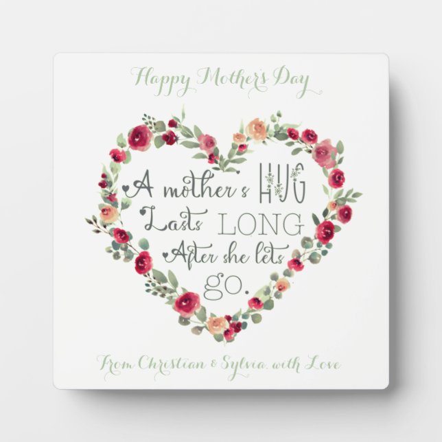 Placa Expositora Cita del día de la madre acuarela Flor cosecha (Frente)