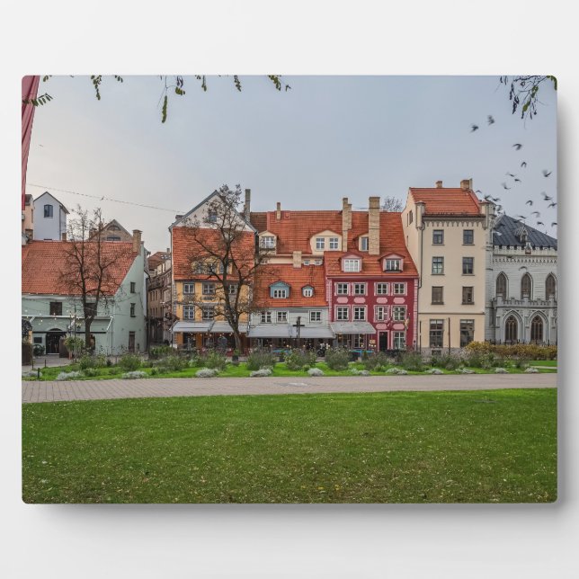Placa Expositora Ciudad antigua de Riga en otoño (Frente)