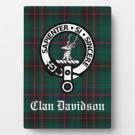 Placa Expositora Clan Davidson Escudo Badge y Tartan Tabletop
