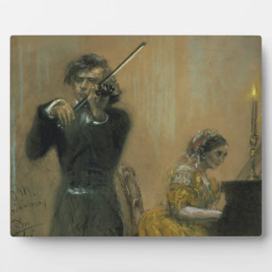 Placa Expositora Clara Schumann (1819-96) y violinista, 1854 (pa.