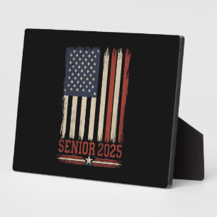 Placa Expositora Clase de graduación Senior 2025 bandera estadounid