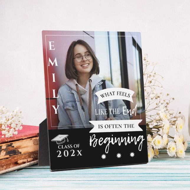 Placa Expositora Clase De Invitación De Graduación De Foto De Ofert (Class Of 2024 Quote Photo Graduation Announcement Plaque)