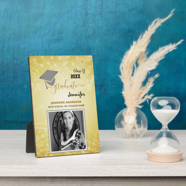Placa Expositora Clase elegante de 20XX, Foto, graduación de topper (Lado)