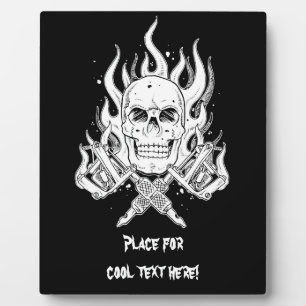 Placa Expositora Clásico Guay Elegant Tatuaje de cráneo blanco negr