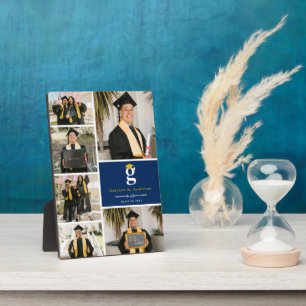 Placa Expositora Clásico Monograma Oro Bloques 6 Graduación de Foto