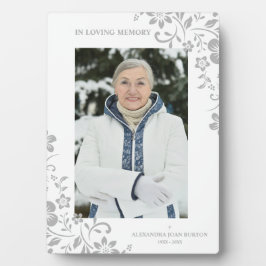 Placa Expositora Clásico Servicio Fúnebre Gris Floral Querida Una F