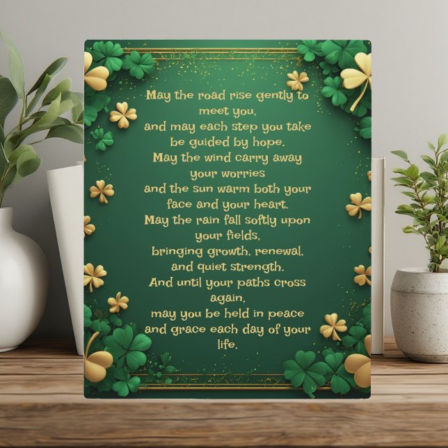 Placa Expositora Classic Shamrock Celtic Irish Blessing Good Luck (Classic Shamrock Celtic Irish Blessing Good Luck Plaque)