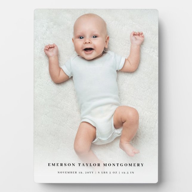 Placa Expositora Classic Simple White Gradient New Baby Photo Easel (Frente)