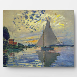 Placa Expositora Claude Monet - Barco de vela en Le Petit-Gennevill
