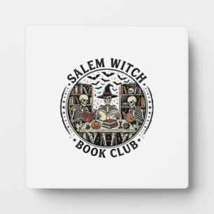 Placa Expositora Club de Libro de Brujas de Salem Esqueleto Vintage