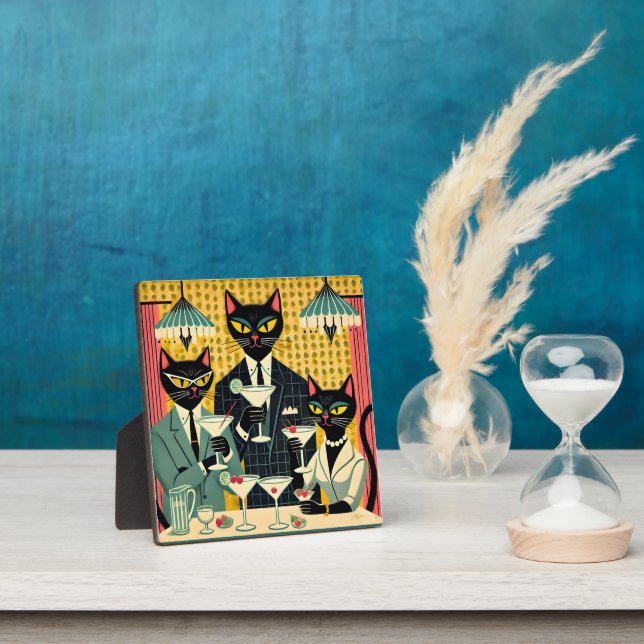 Placa Expositora Club Retro Futurista Black Cat Martini (in situ)