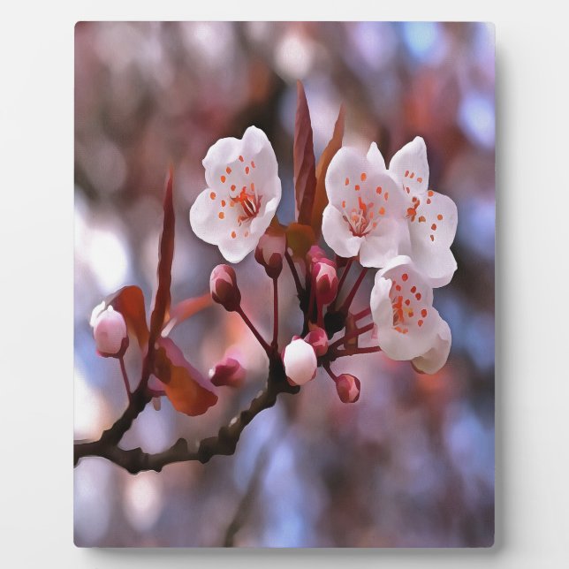 Placa Expositora Clúster con flores de cerezo con rosa y azul (Frente)