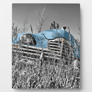 Placa Expositora coche azul vintage