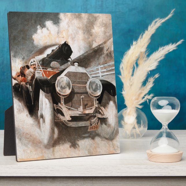 Placa Expositora Coche vs tren de William Harnden Foster (Lado)